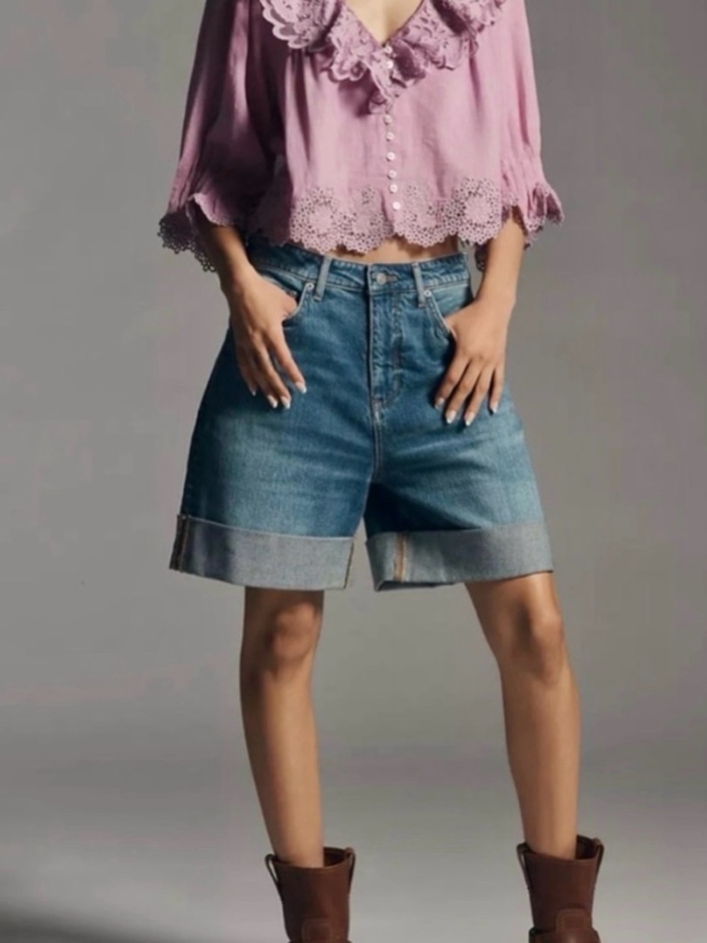 Pilcro The Austyn High-Rise Cuffed Jean Shorts